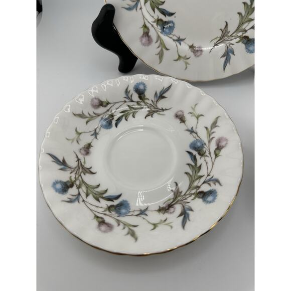 Royal Albert" Brigadoon" Bone China Tea Cup/ Saucer /Plate Blue Pink Thistles - Picture 3 of 9